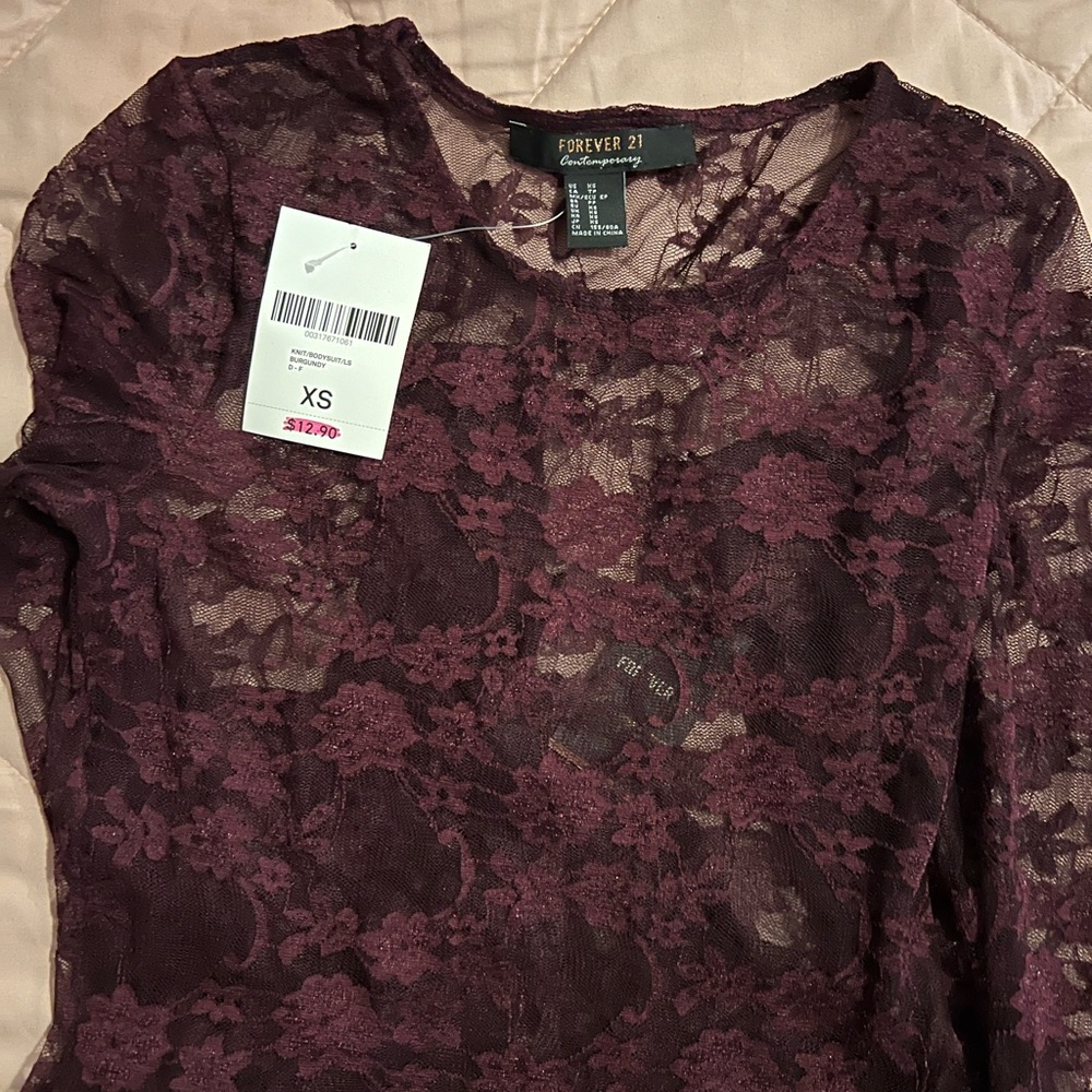 burgundy laced bodysuit